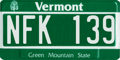 VT license plate NFK139