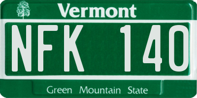 VT license plate NFK140