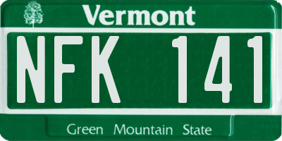 VT license plate NFK141