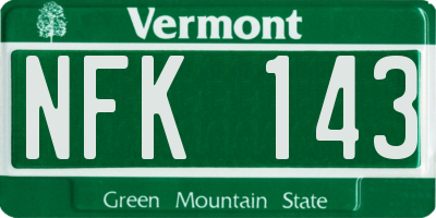 VT license plate NFK143