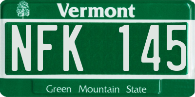 VT license plate NFK145