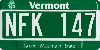 VT license plate NFK147