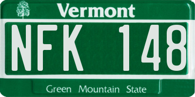 VT license plate NFK148