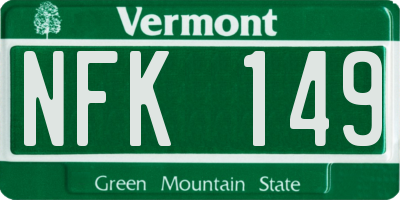 VT license plate NFK149