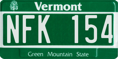 VT license plate NFK154