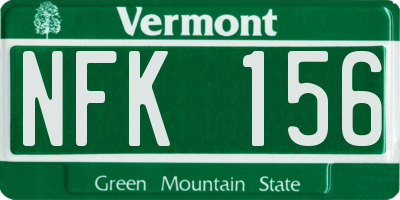 VT license plate NFK156