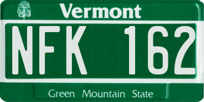 VT license plate NFK162
