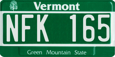 VT license plate NFK165