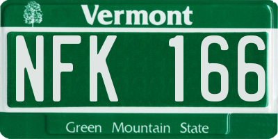 VT license plate NFK166