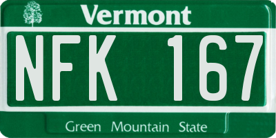 VT license plate NFK167