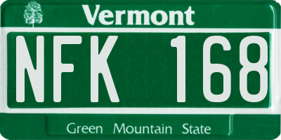 VT license plate NFK168