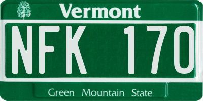 VT license plate NFK170