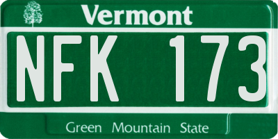 VT license plate NFK173