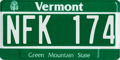 VT license plate NFK174