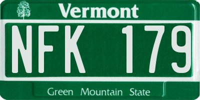 VT license plate NFK179