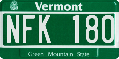 VT license plate NFK180