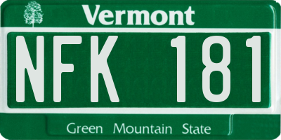VT license plate NFK181