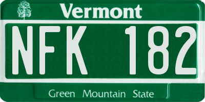 VT license plate NFK182