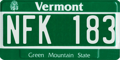 VT license plate NFK183