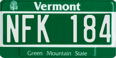 VT license plate NFK184