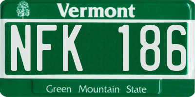 VT license plate NFK186