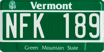 VT license plate NFK189