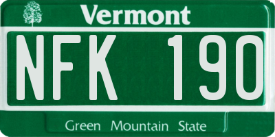 VT license plate NFK190
