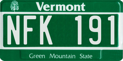 VT license plate NFK191