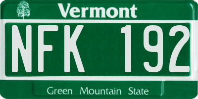 VT license plate NFK192