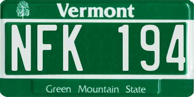 VT license plate NFK194