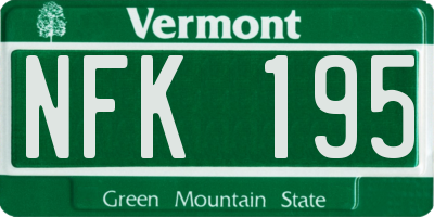 VT license plate NFK195