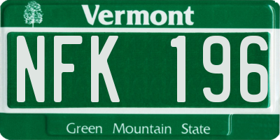 VT license plate NFK196