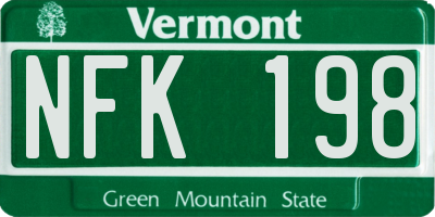 VT license plate NFK198
