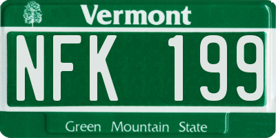 VT license plate NFK199