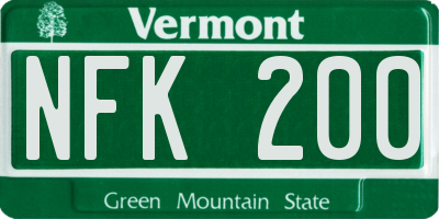 VT license plate NFK200