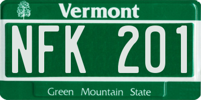 VT license plate NFK201