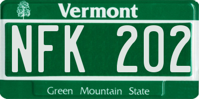 VT license plate NFK202