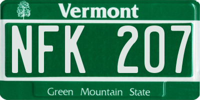 VT license plate NFK207