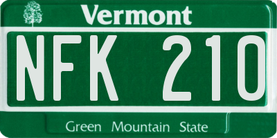 VT license plate NFK210
