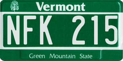 VT license plate NFK215