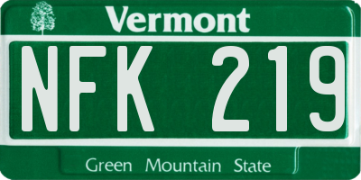 VT license plate NFK219