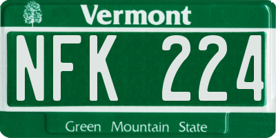 VT license plate NFK224