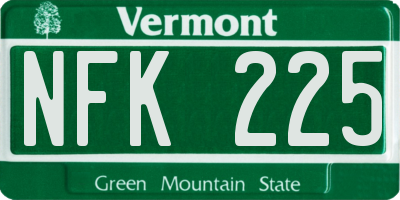VT license plate NFK225