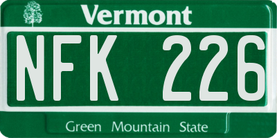 VT license plate NFK226