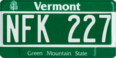VT license plate NFK227