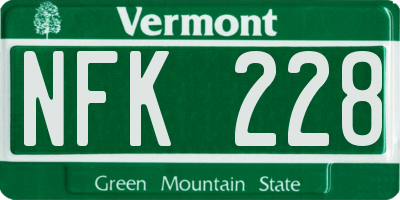 VT license plate NFK228