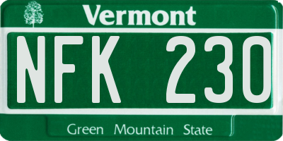 VT license plate NFK230