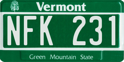 VT license plate NFK231