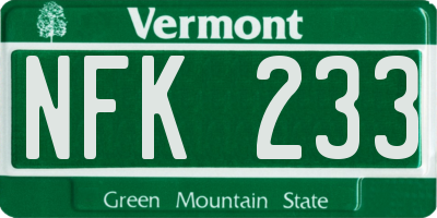 VT license plate NFK233
