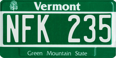 VT license plate NFK235